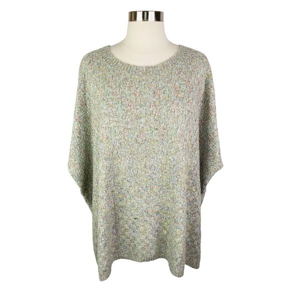 Calme x Johnny Was Sage Basket Weave Poncho - One Size - Picture 2 of 8